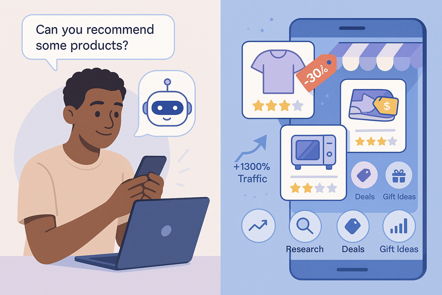Shop Talk with a Side of AI: Generative Traffic Spikes but Converts Less